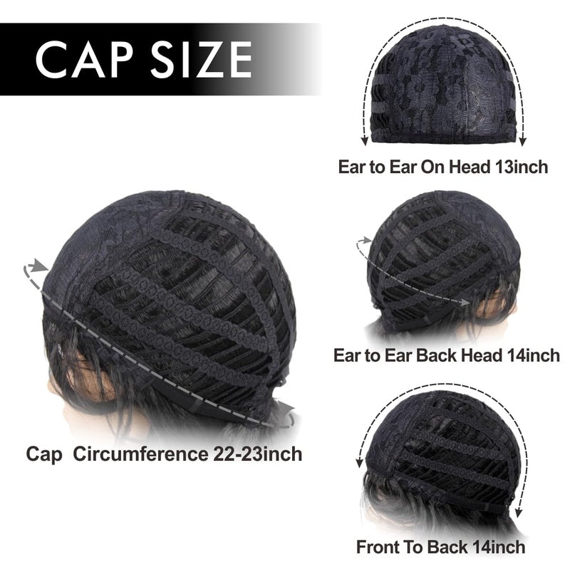 STfantasy Men Short Wigs Male Guy Layered Wavy Halloween Cosplay Anime Party Short Black Mens Wigs (Natural Black) - Image 4